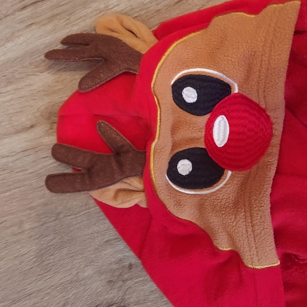 Two Red and Black Plaid Reindeer Hooded Onesies - Picture 5 of 6